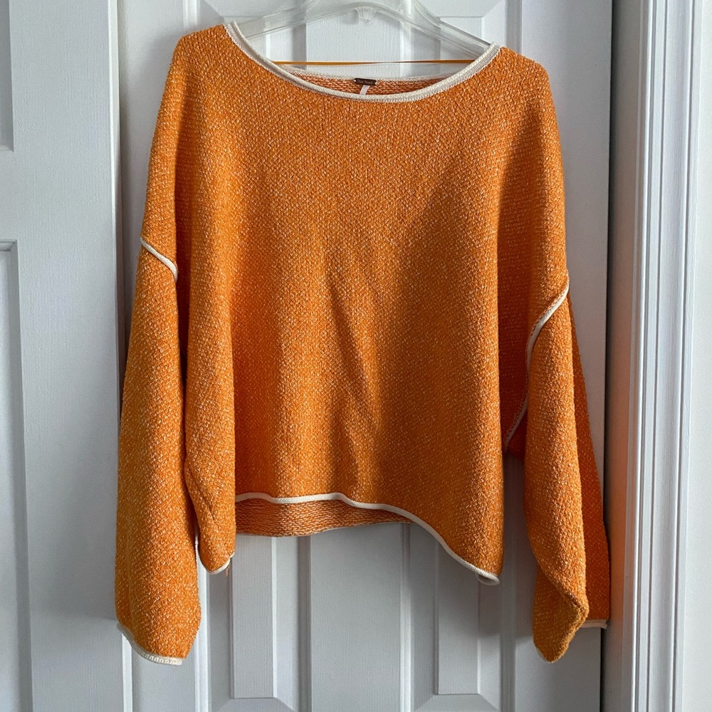 Free People orange oversized cropped sweater